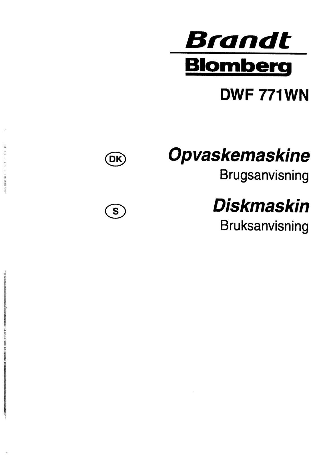 BRANDT DWF771WN User Manual