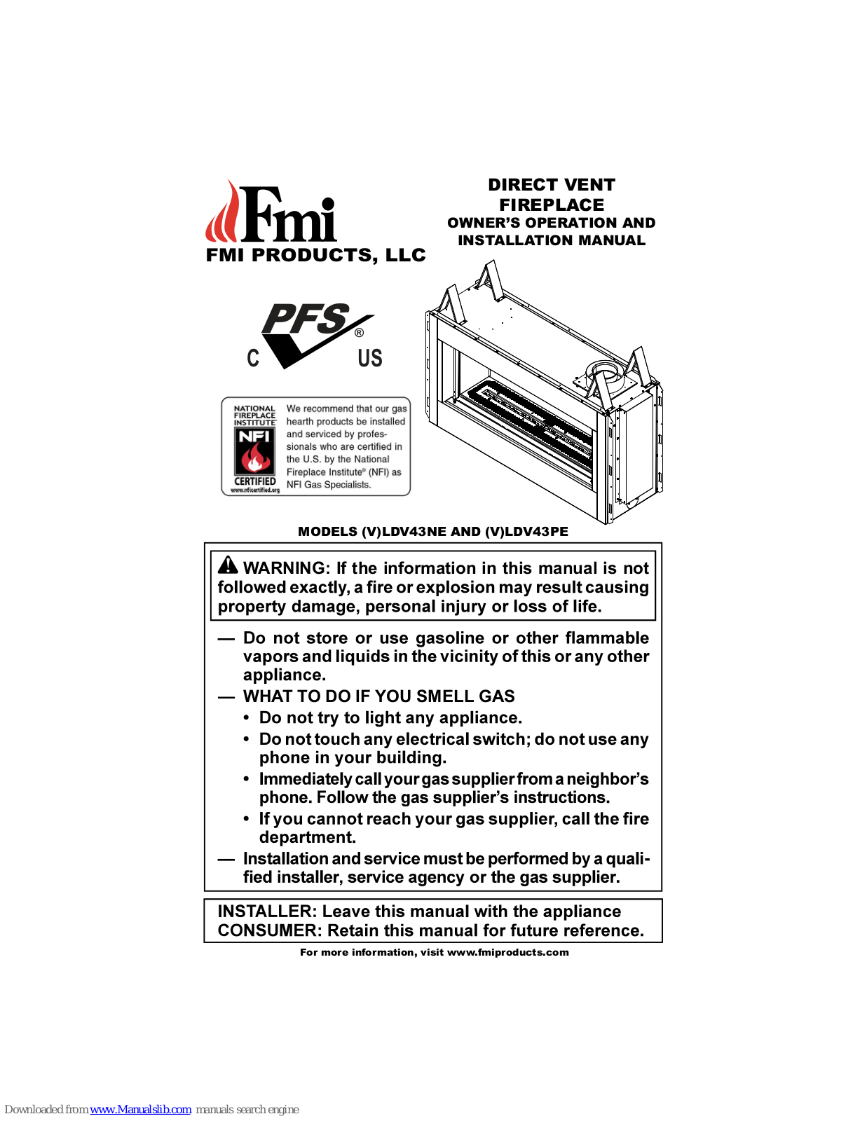 FMI VLDV43NE, LDV43NE, LDV43PE, VLDV43PE Owner's Operation And Installation Manual