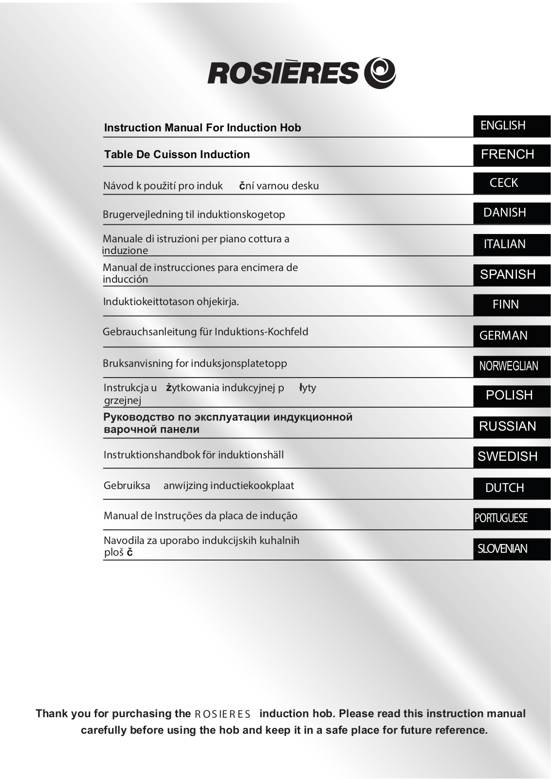 Rosieres RPI280, RISD3BC User Manual