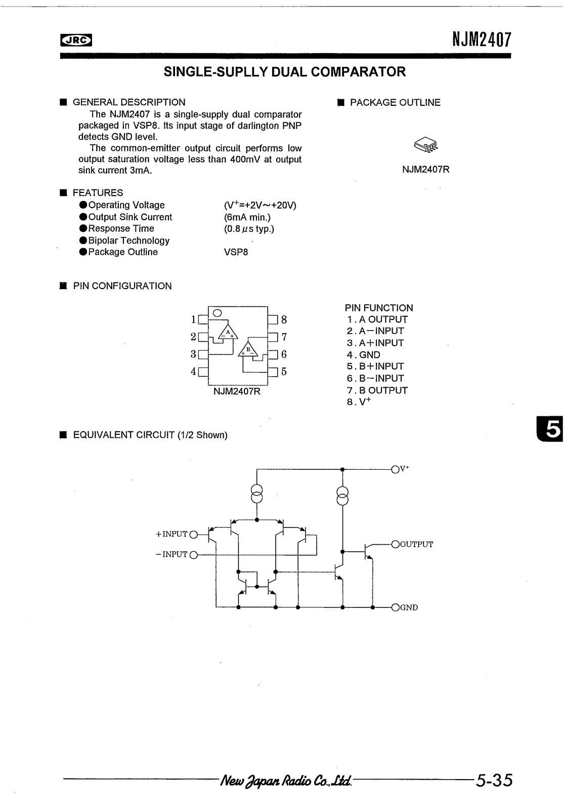 JRC NJM2407R Datasheet