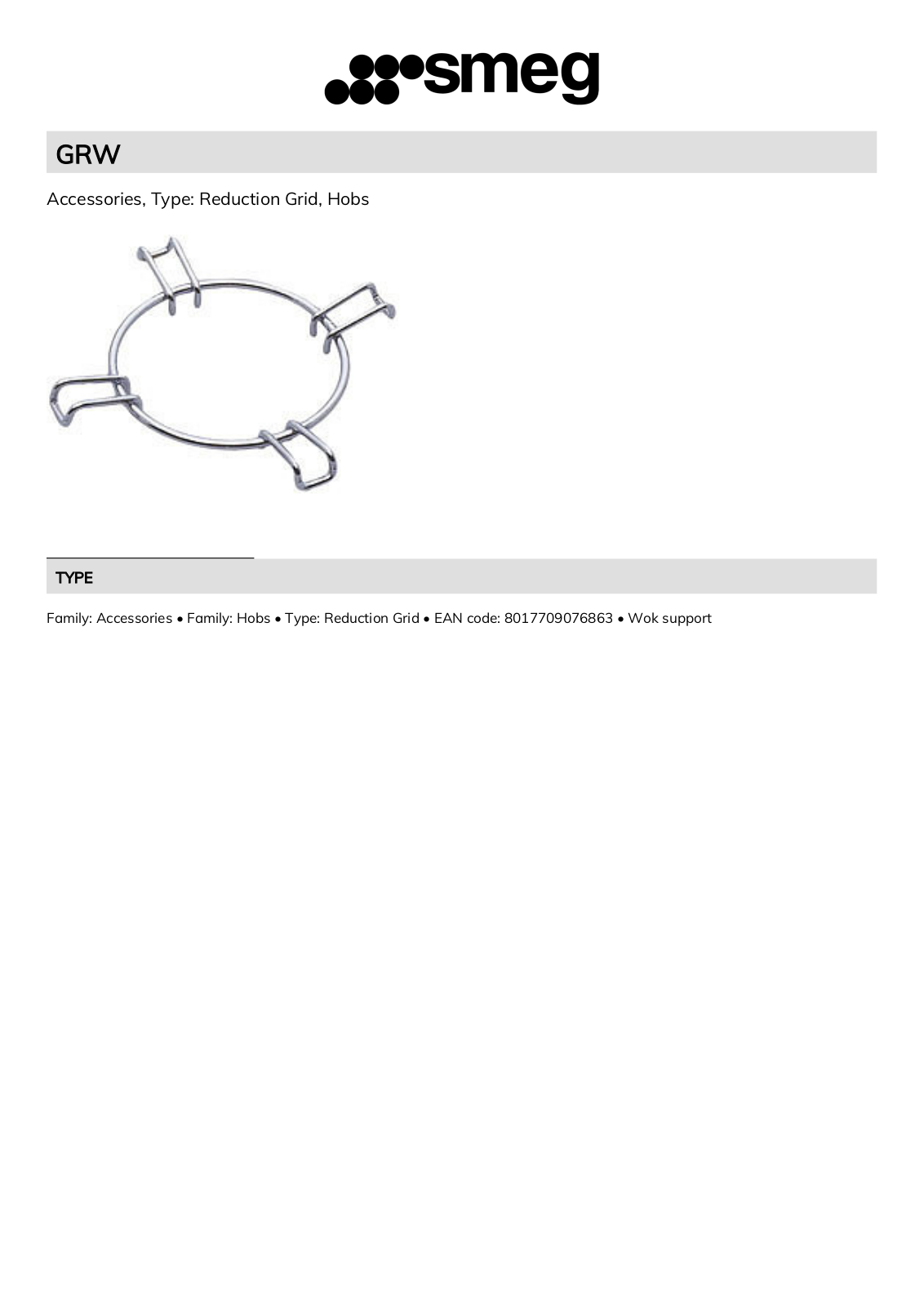 Smeg GRW Technical sheet