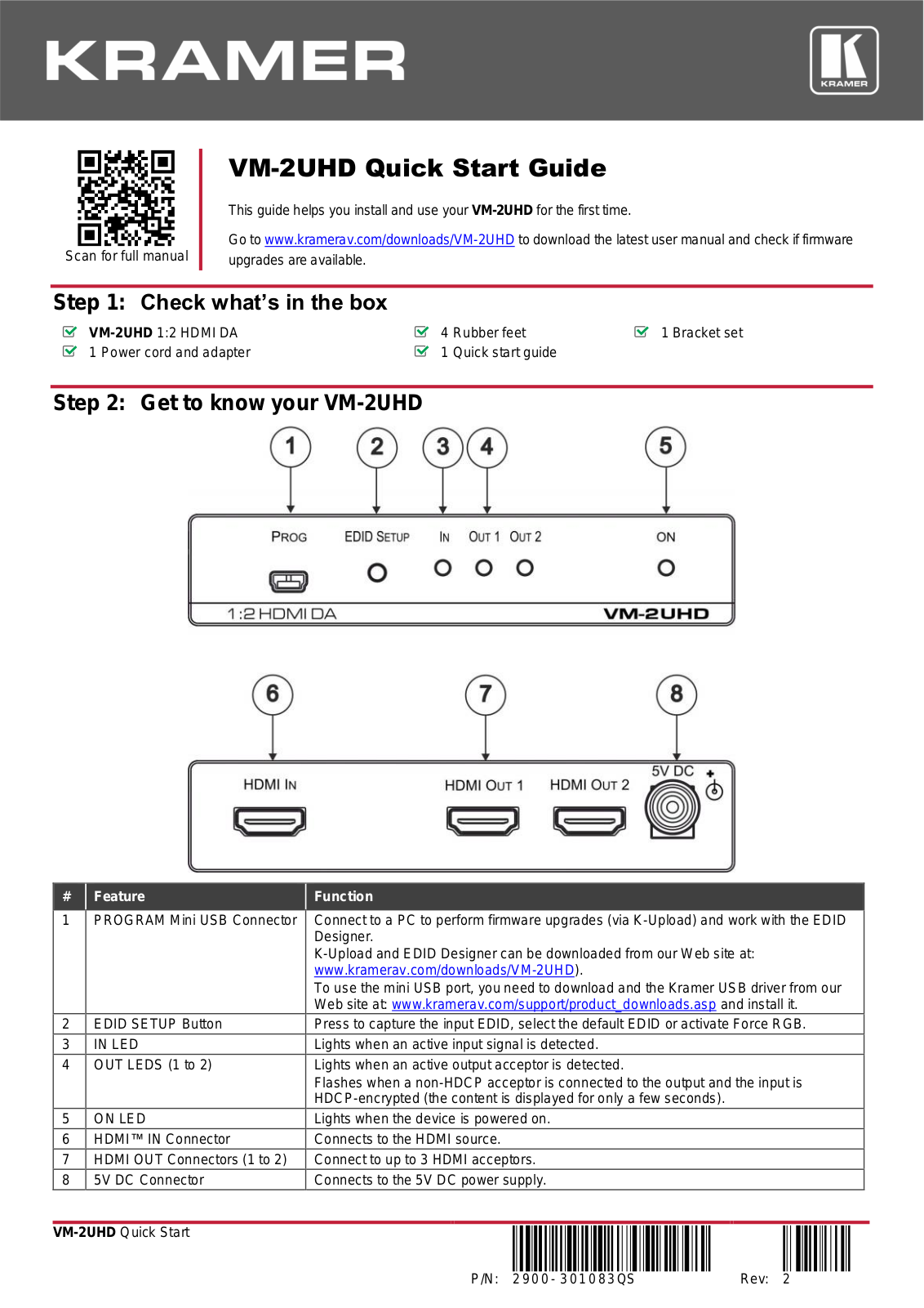 Kramer VM-2UHD Quick Start - ManualMachine.com