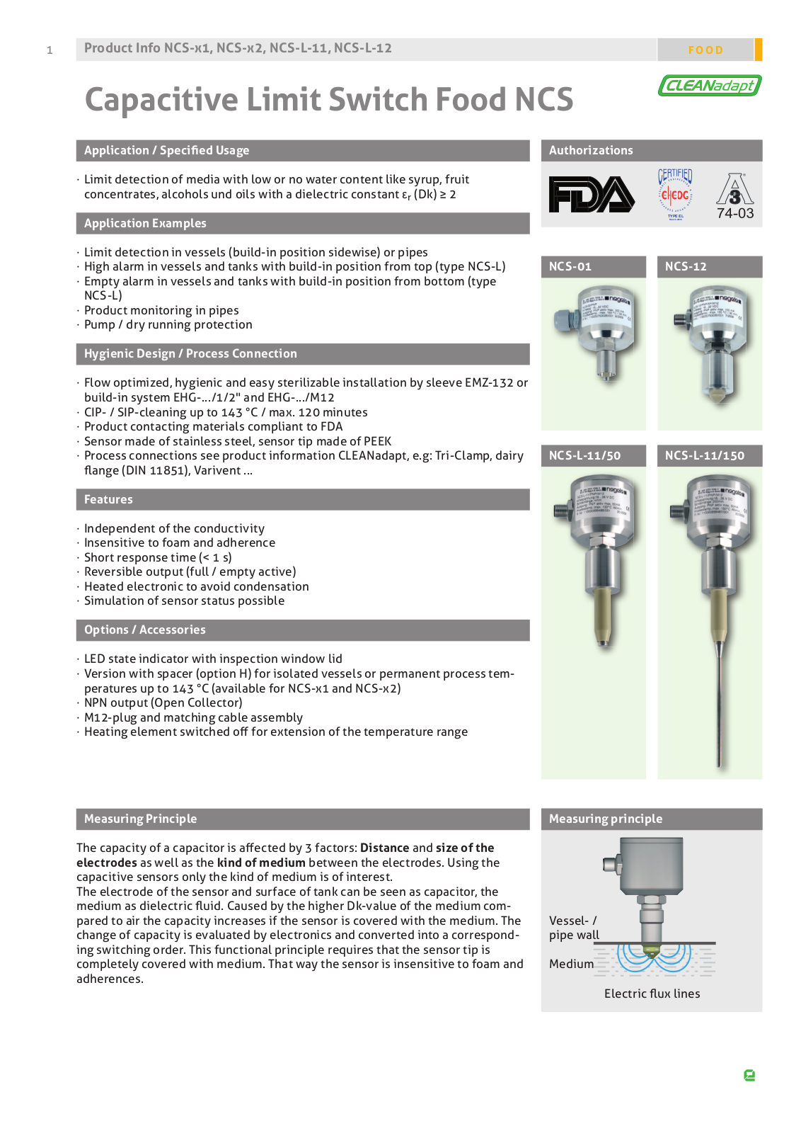 Negele NCS-x1, NCS-x2, NCS-L-11, NCS-L-12 technology data