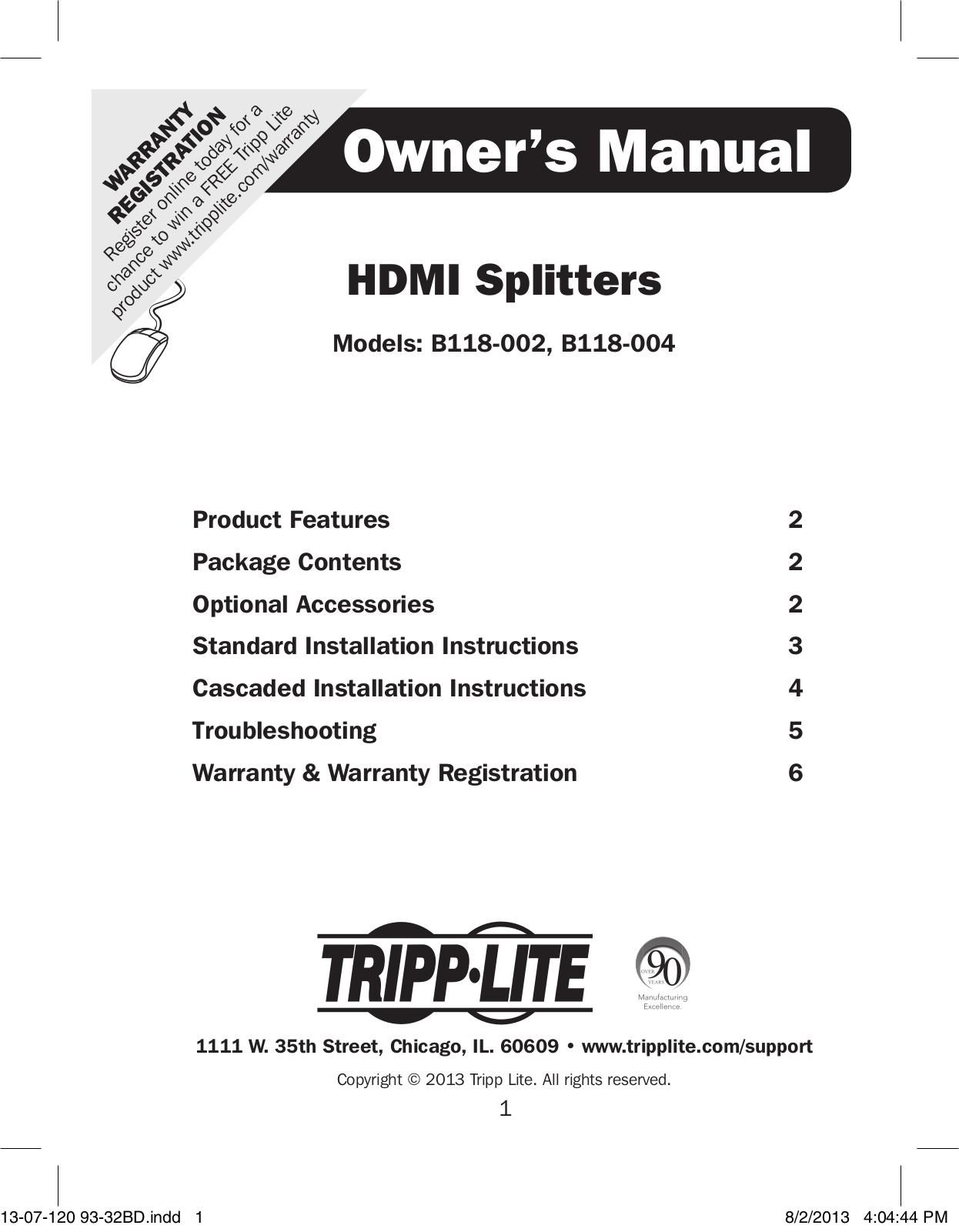 Tripp Lite B118-004, B118-002 User Manual