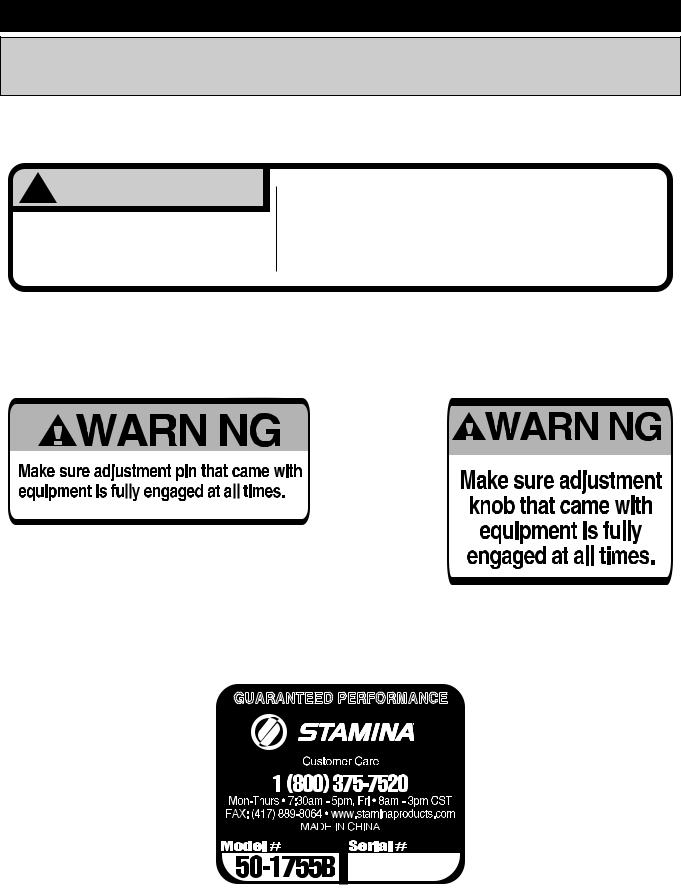 Stamina X - Fortress Owner's Manual