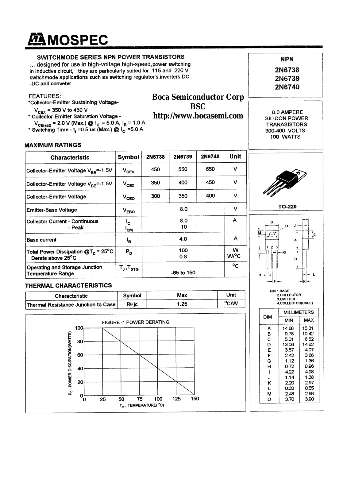 BOCA 2N6740, 2N6739, 2N6738 Datasheet