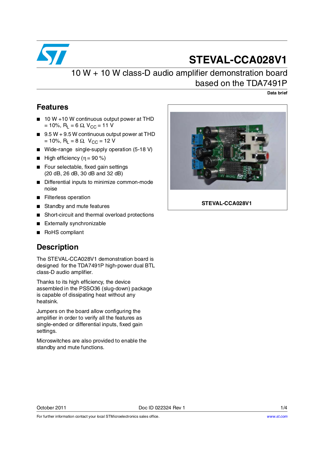 ST CCA028V1 User Manual