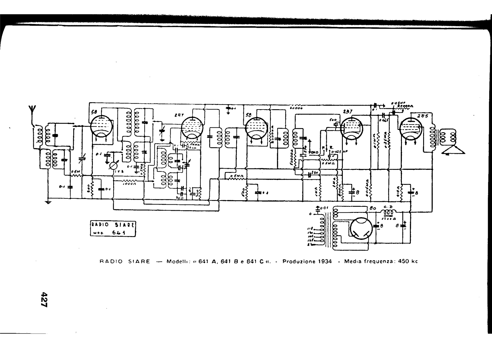 Siare Crosley 641a, 641b, 641c schematic