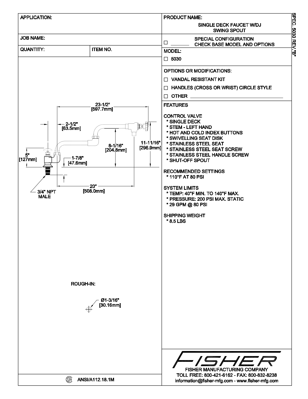 Fisher Manufacturing 5030 User Manual