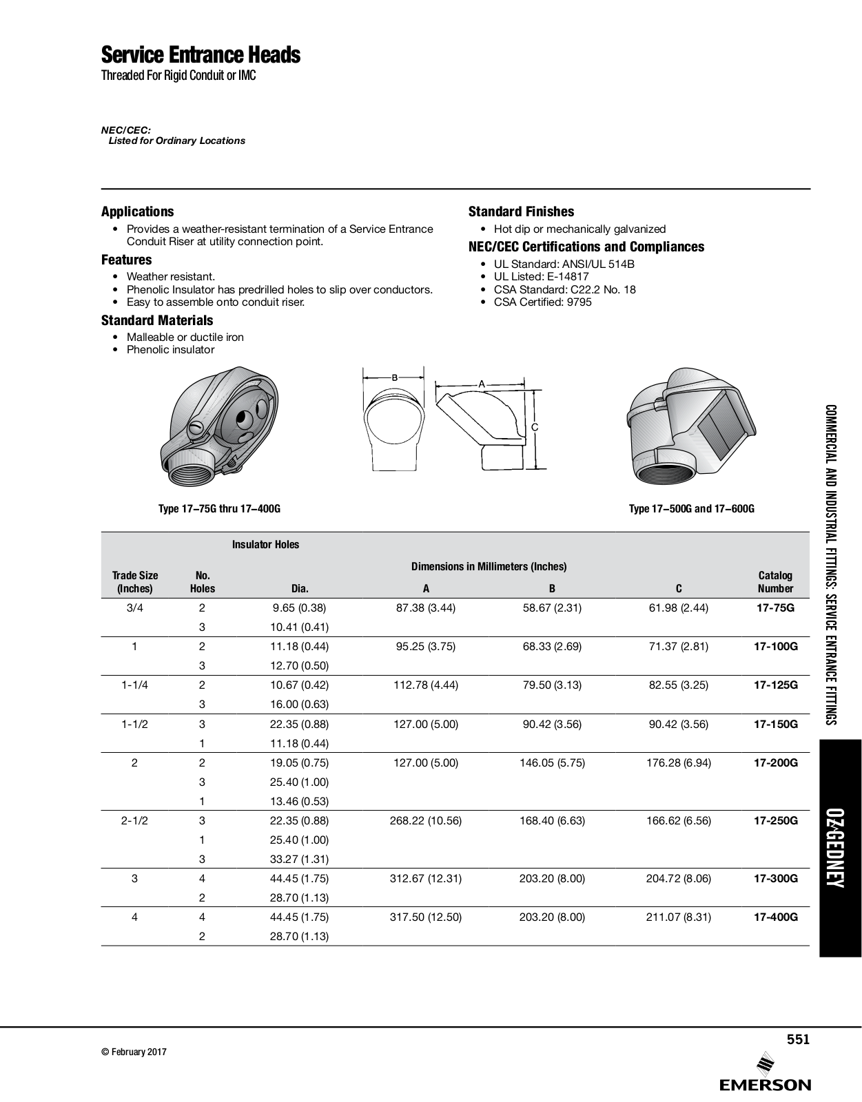 Appleton Service Entrance Heads Catalog Page