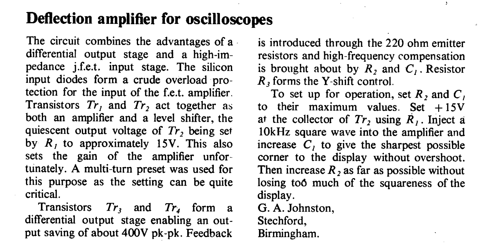 Tektronix Deflection Amplifier User Manual