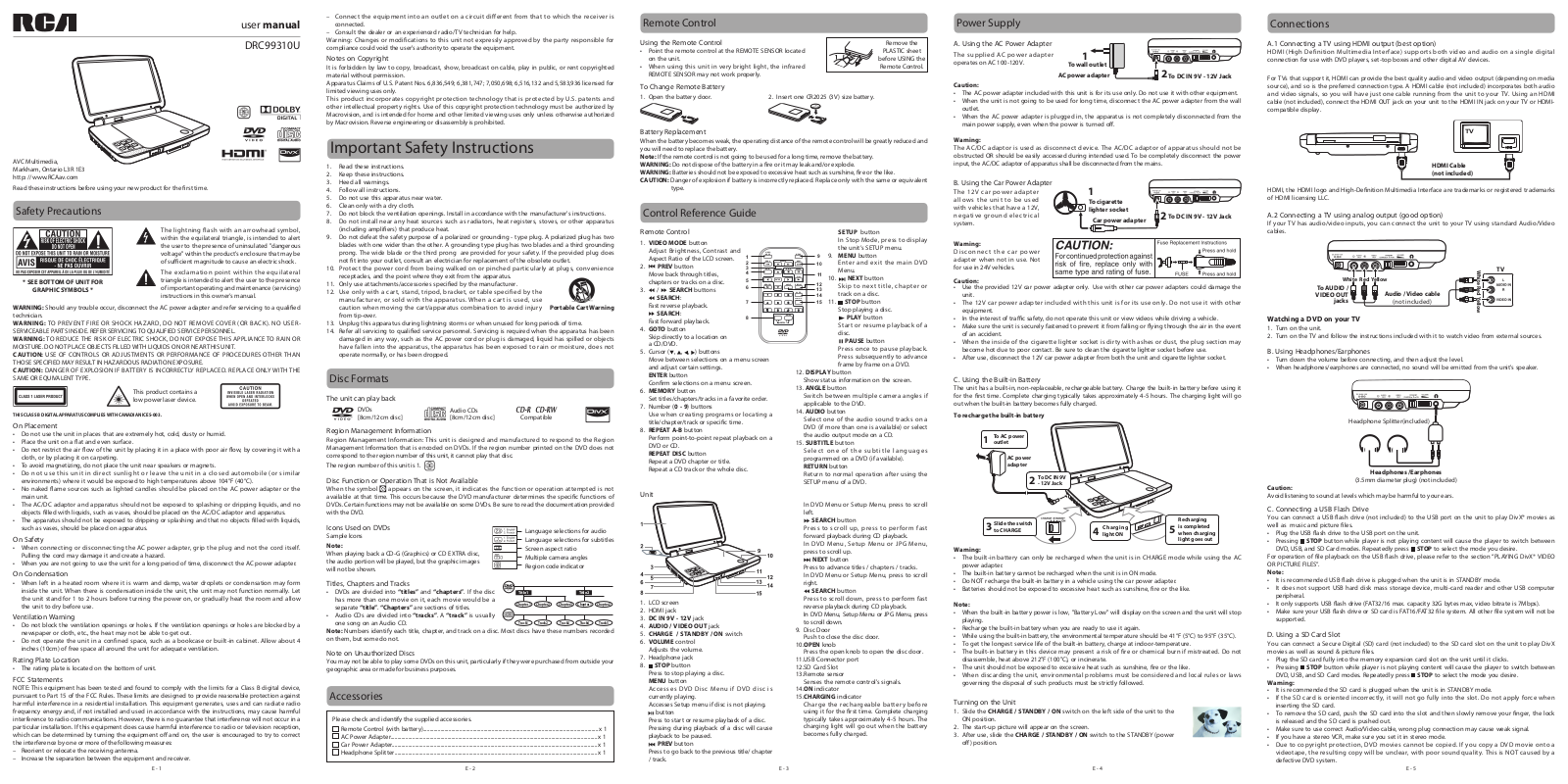 RCA DRC99310U Owner's Manual