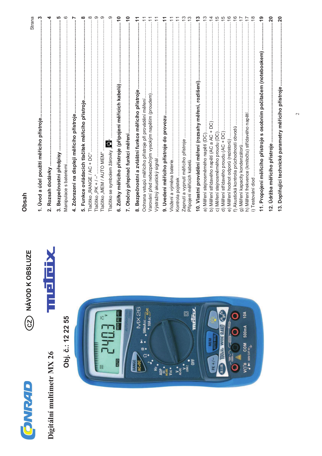 Metrix MX 26 User guide