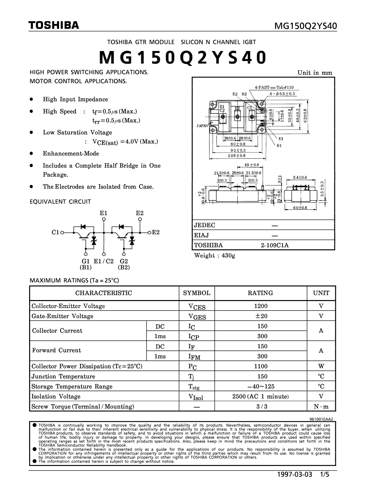 Datasheet MG150Q2YS40 Specification - ManualMachine.com