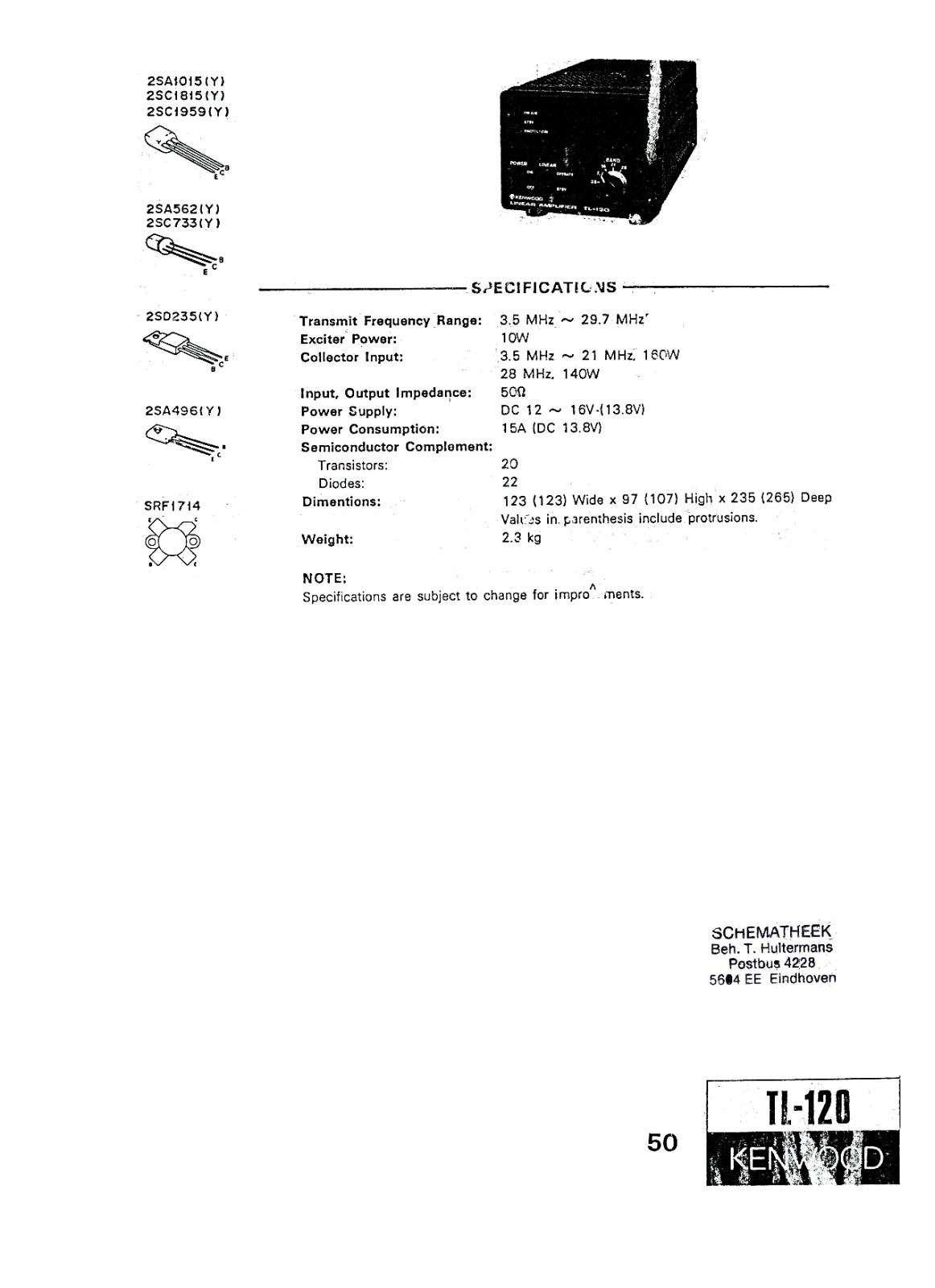 Kenwood TL-120 Schematic