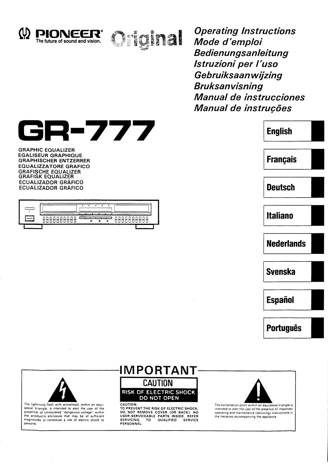 Pioneer GR-777 User Manual