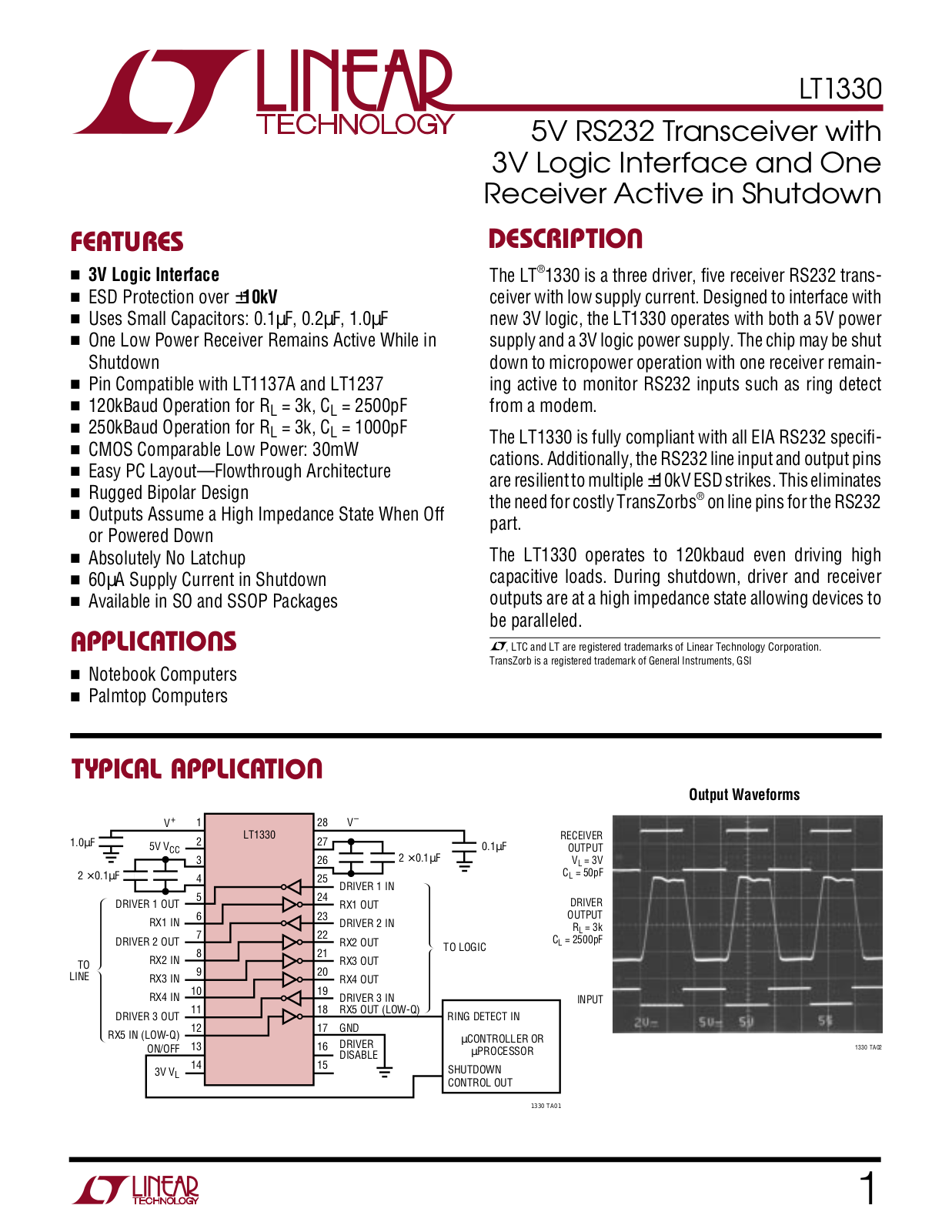 Datasheet LT1330 Datasheet (Linear Technology) - ManualMachine.com