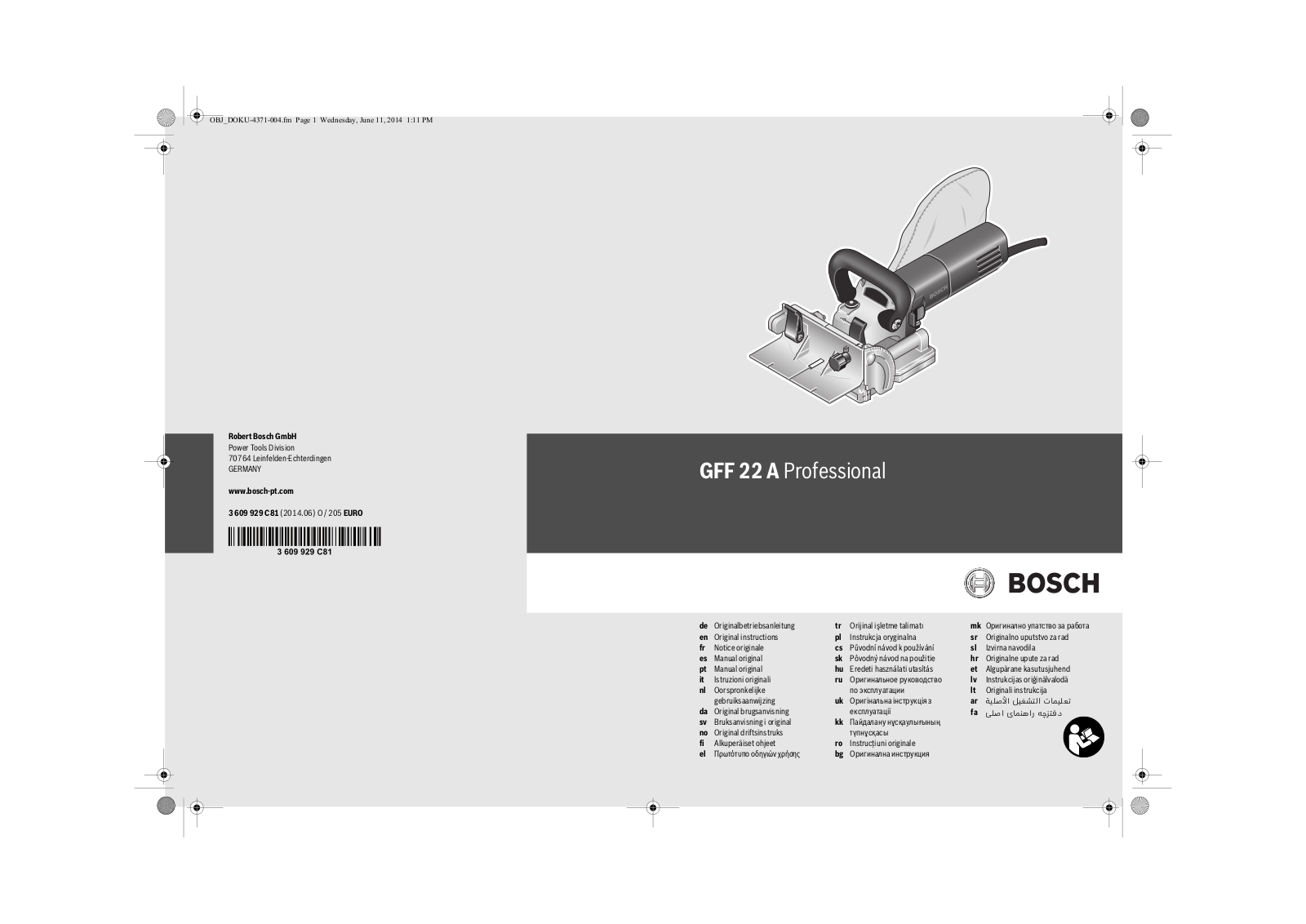 Bosch GFF 22 A operation manual