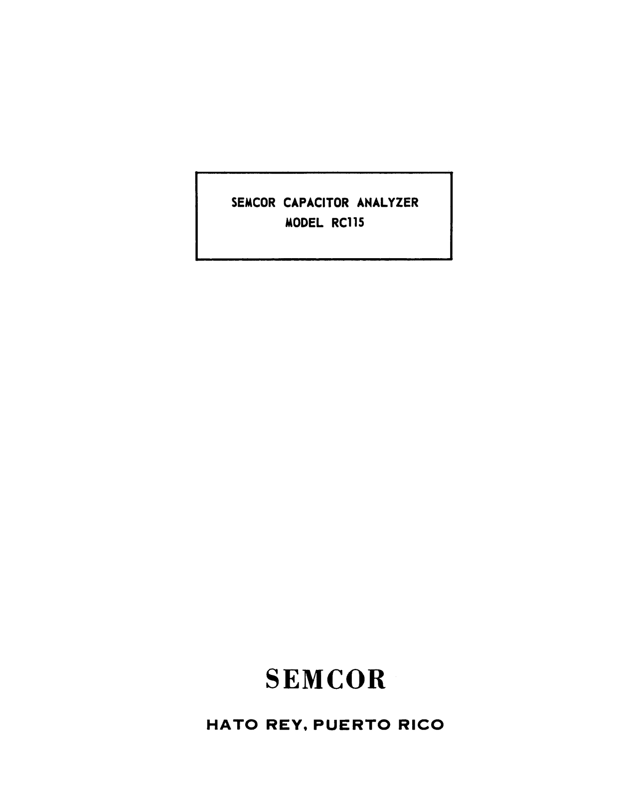 Semcor RC115 Service manual