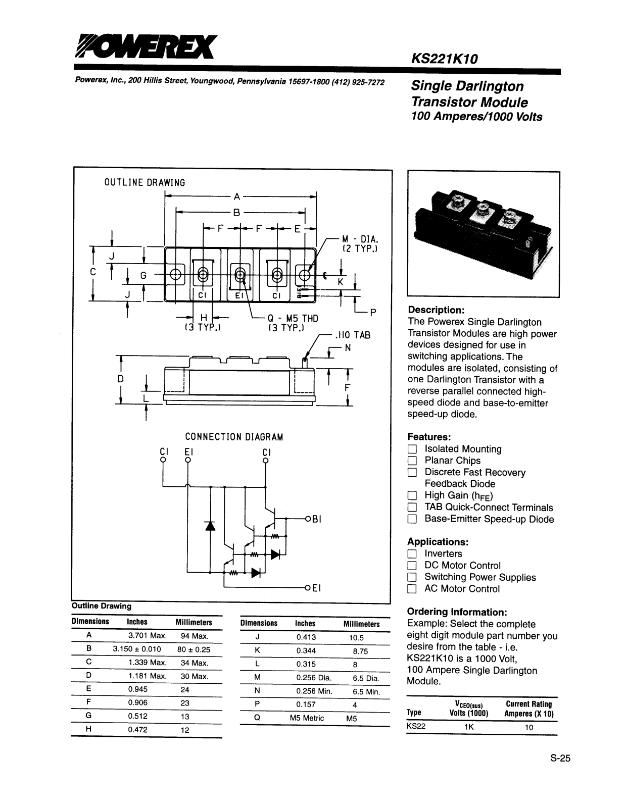 POWEREX KS221K10 Datasheet