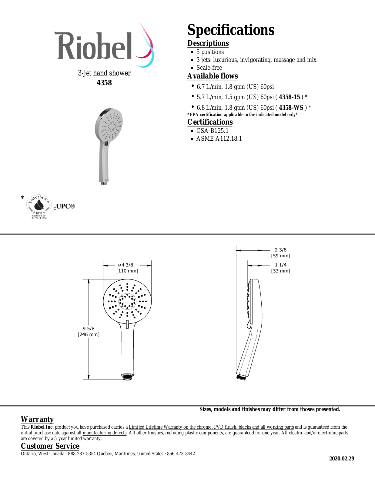 Riobel 4358BNWS Specifications - ManualMachine.com