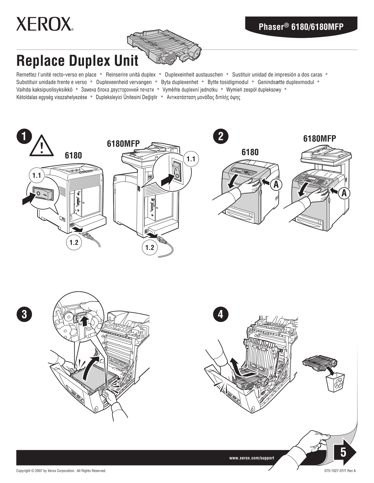 Xerox Duplex Unit Installation Manual