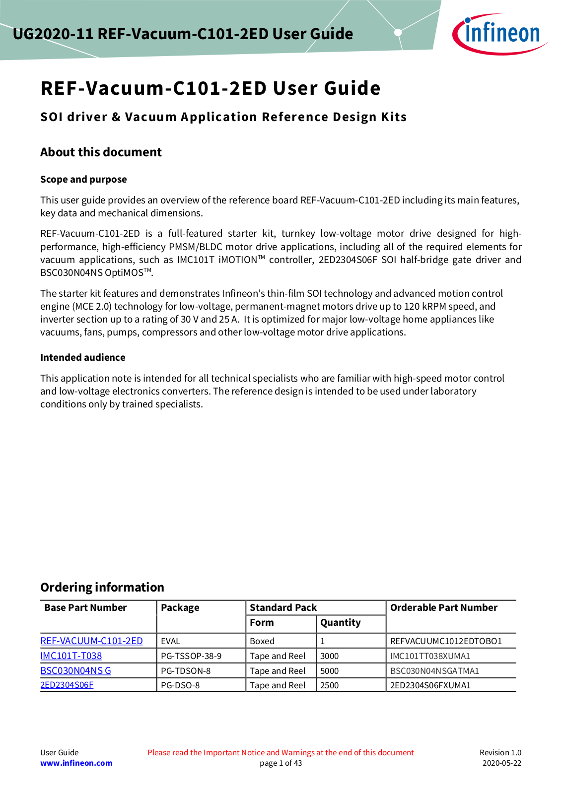 Infineon REF-Vacuum-C101-2ED User Manual