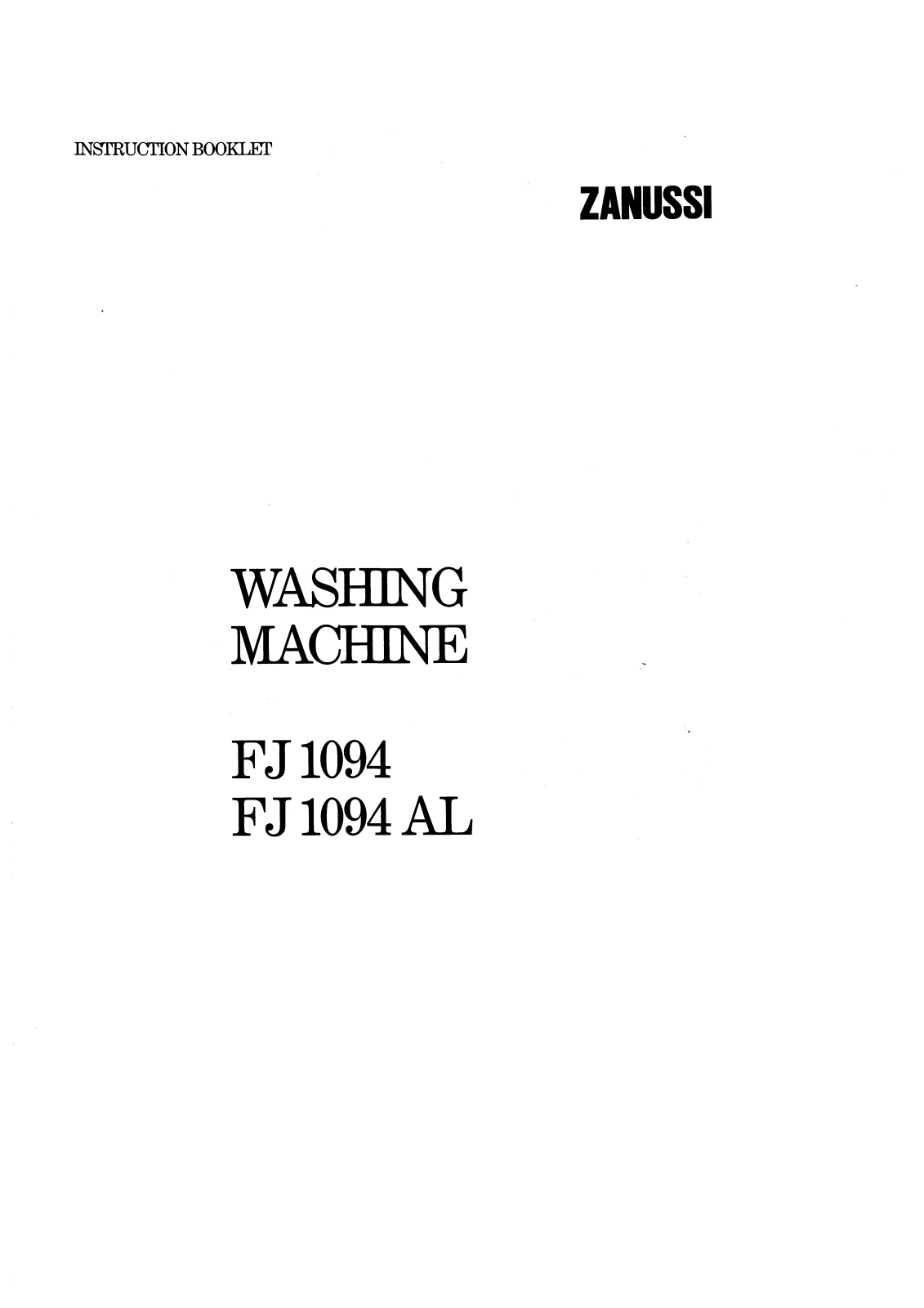 Zanussi FJ1094 User Manual