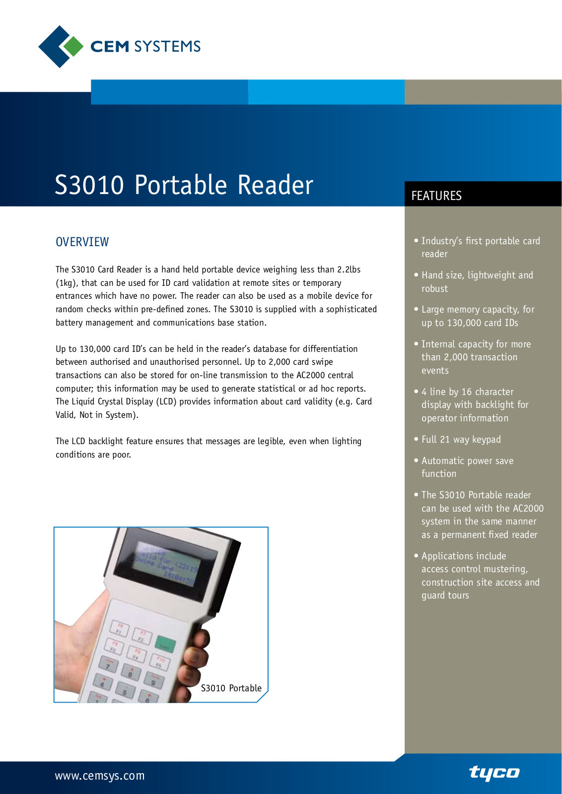 Tyco S3010 User Manual