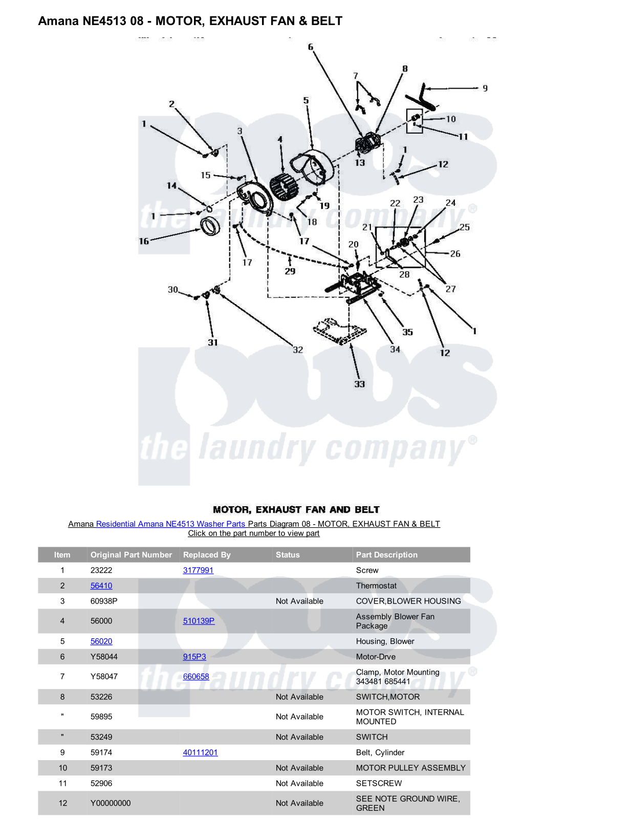 Amana NE4513 Parts Diagram