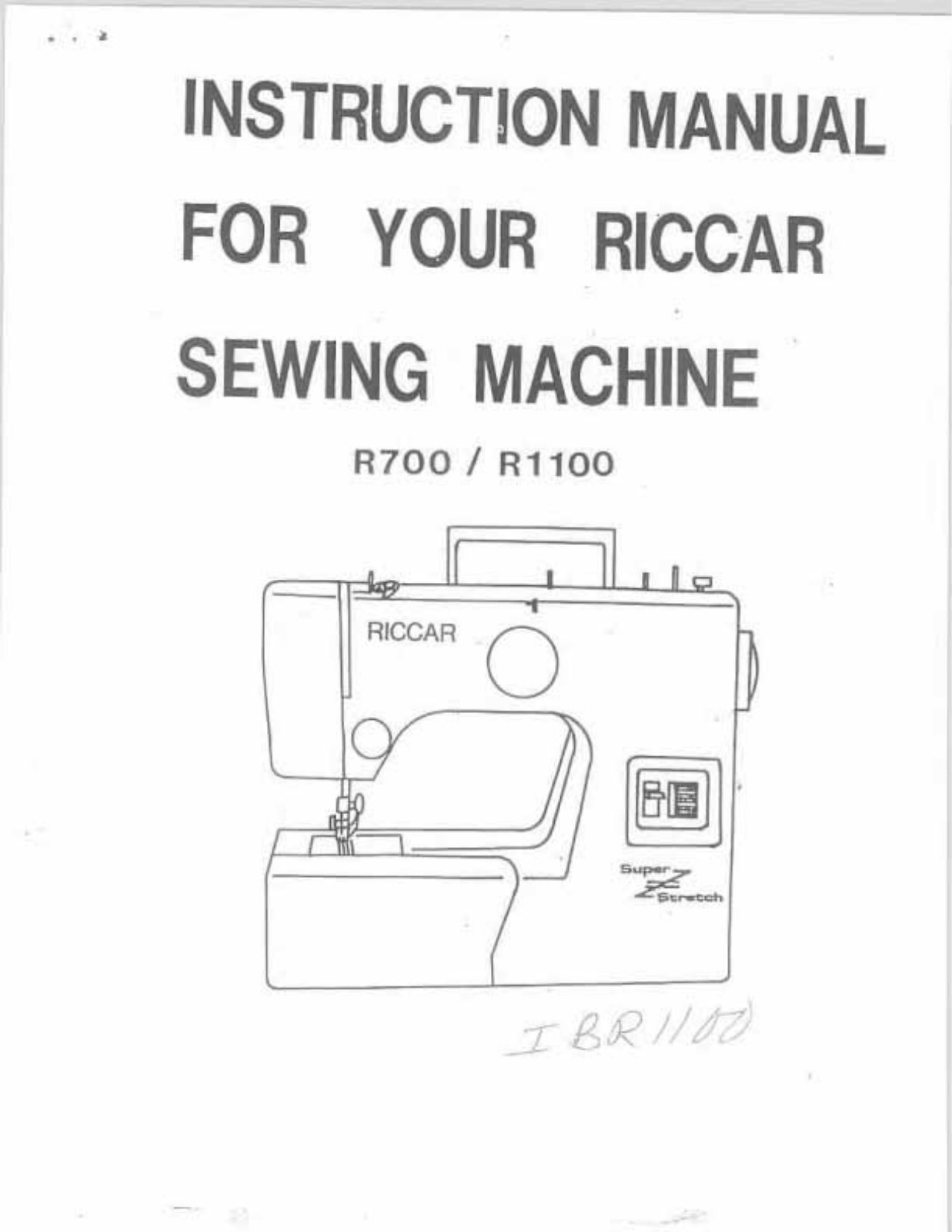 Riccar R700, R1100 User Manual