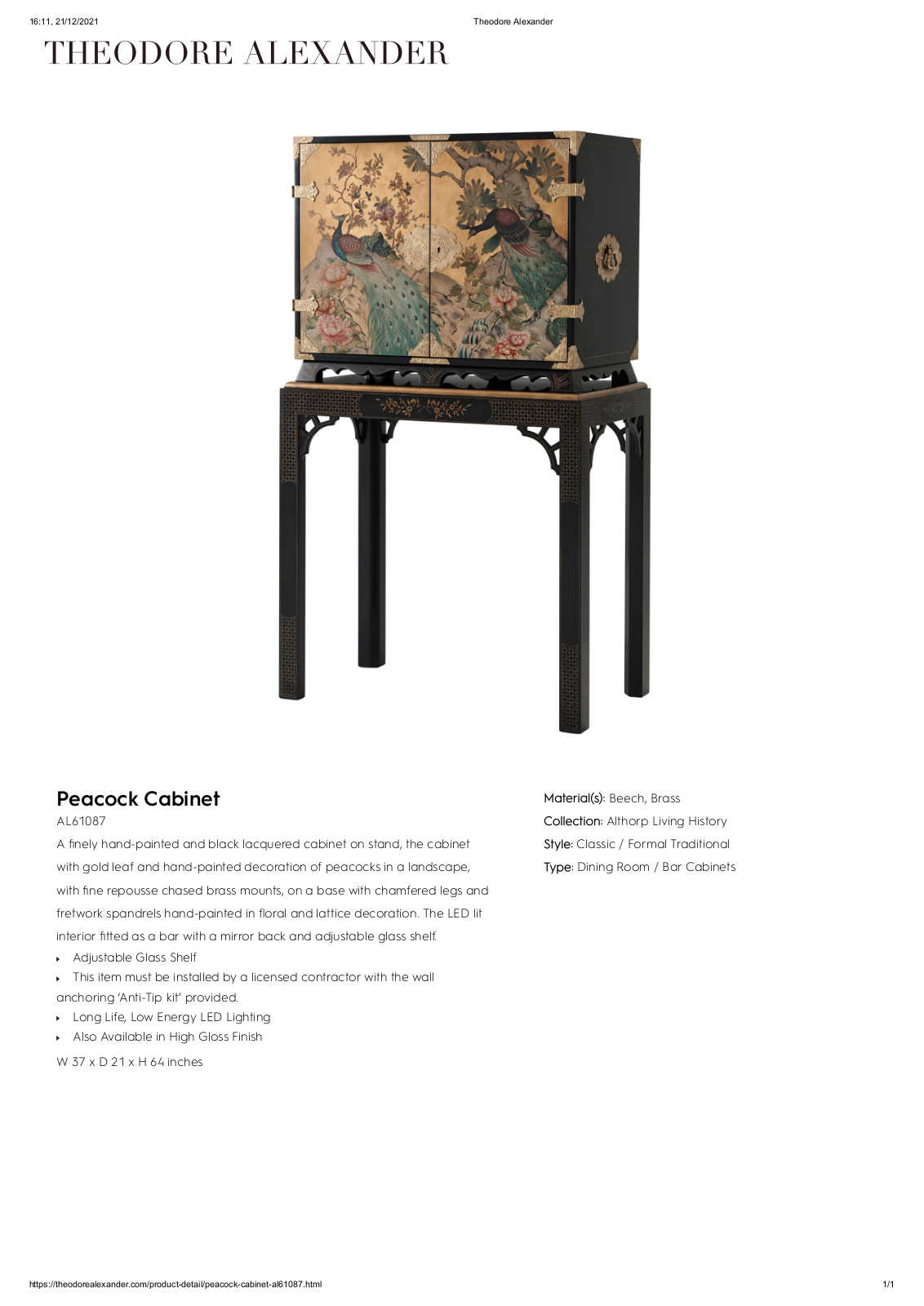 Theodore Alexander FPLJ3479 Specifications - ManualMachine.com