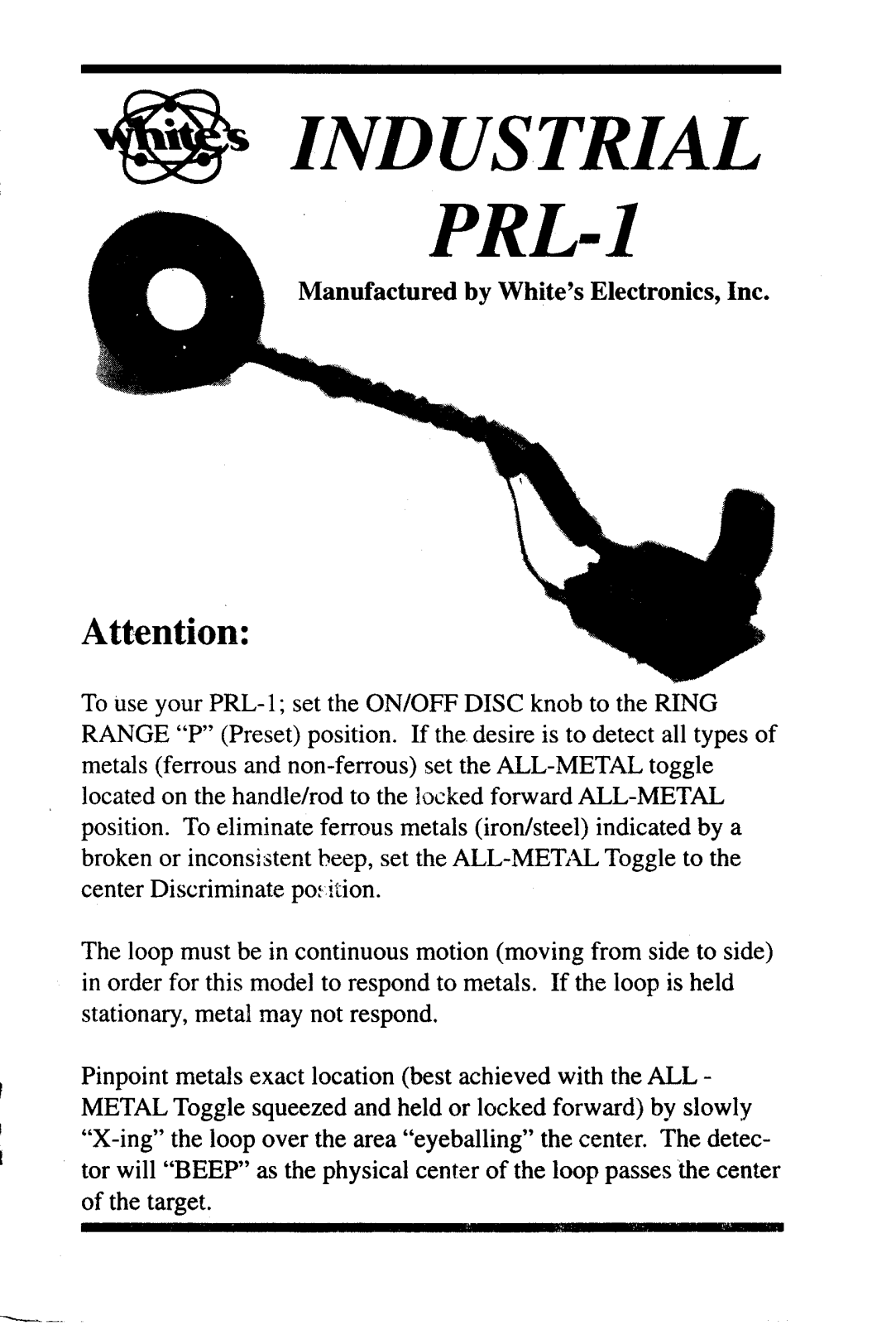 Whites Electronics PRL-1 User Manual