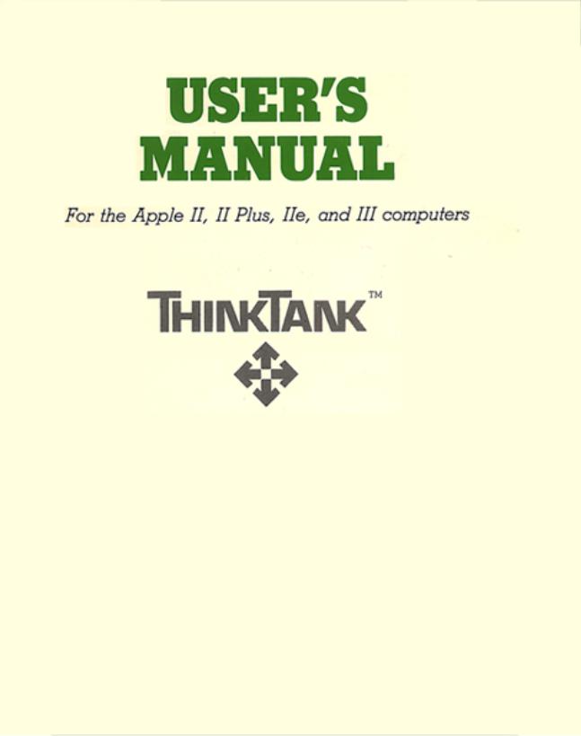 Apple ThinkTank II Plus, ThinkTank II, ThinkTank IIe User Manual