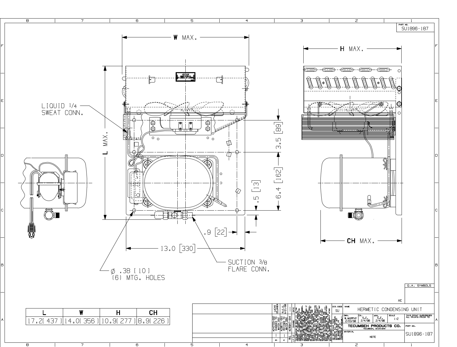 Tecumseh AEA4440YXAAA, AEB4448YXCXA Drawing Data