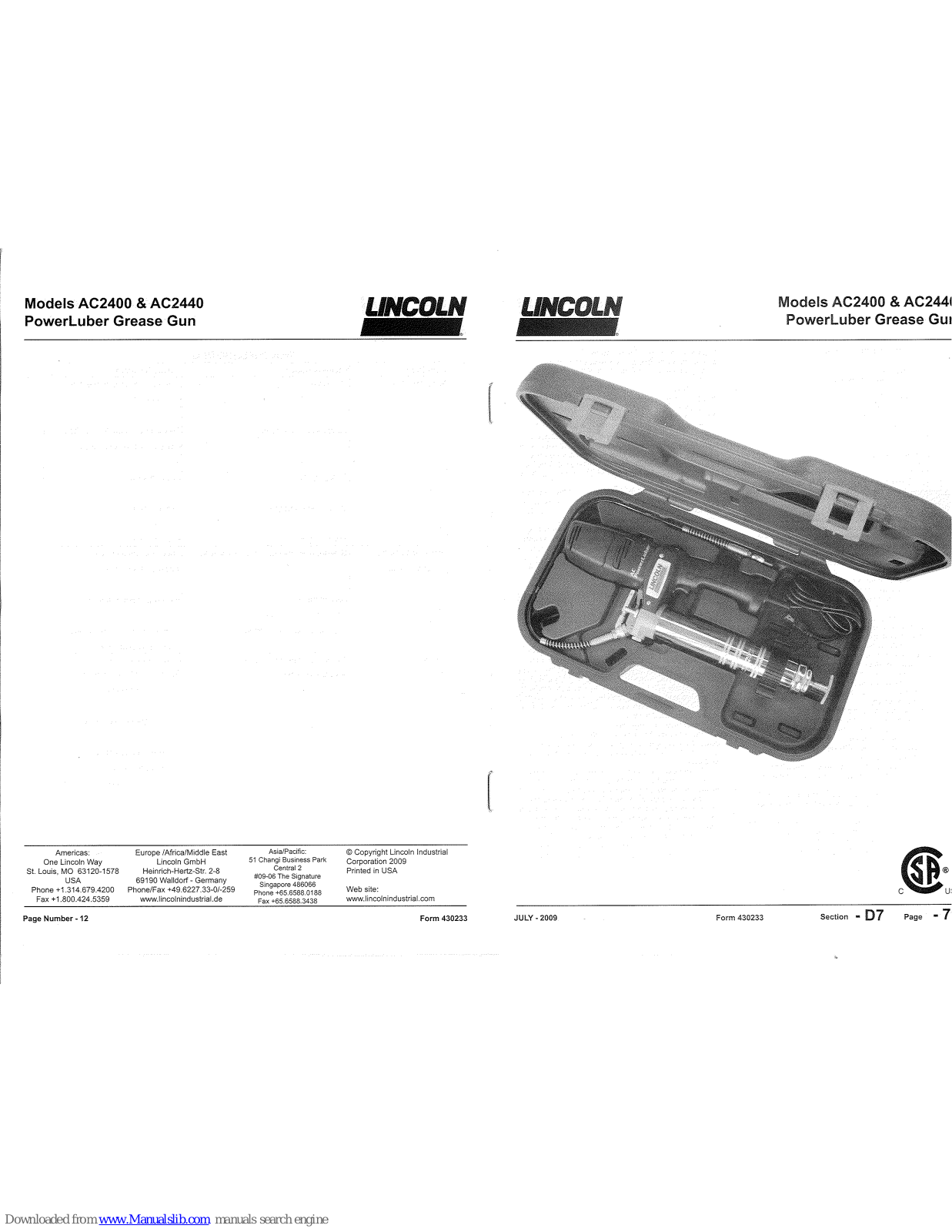 Lincoln AC2400, AC2440 User Manual