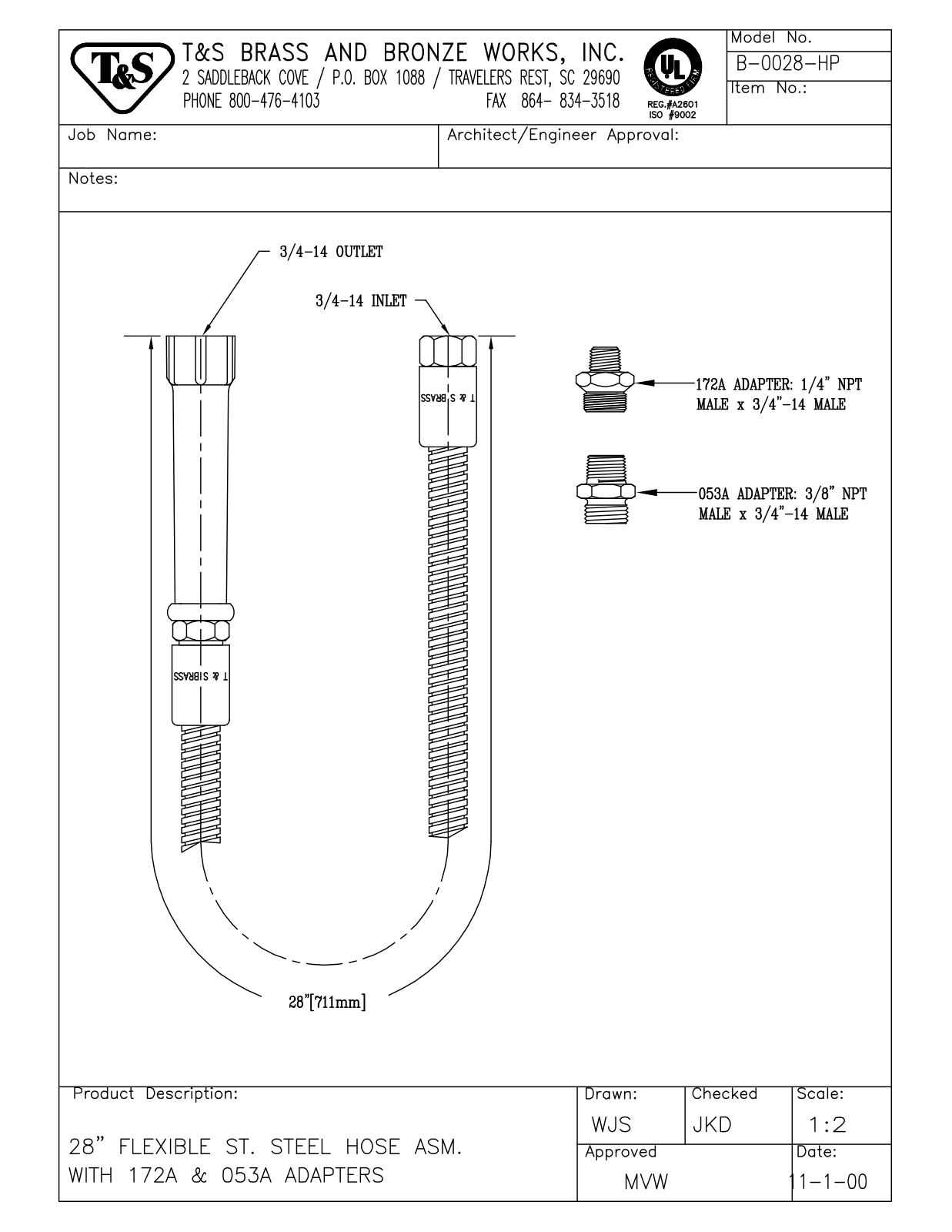 T&S Brass B-0028-HP User Manual