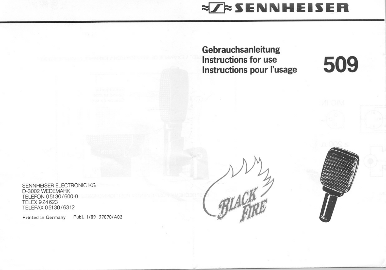 Sennheiser 509 User Manual