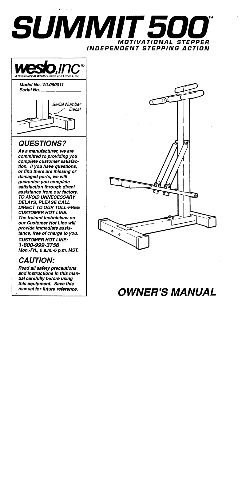 Weslo WL050011 Owner's Manual