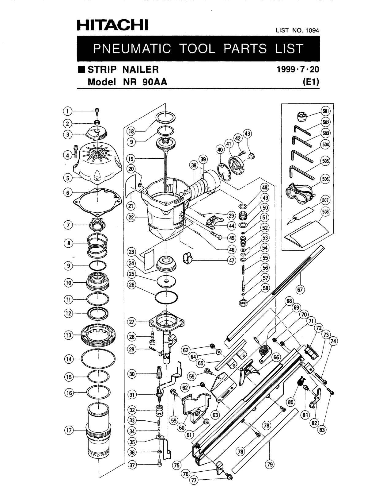 Hitachi NR90AA PARTS LIST