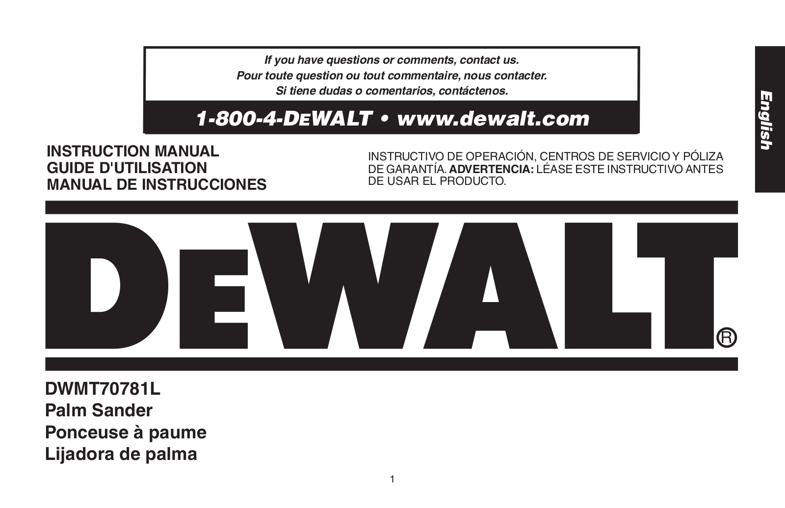 DeWalt DWMT70781L User Manual