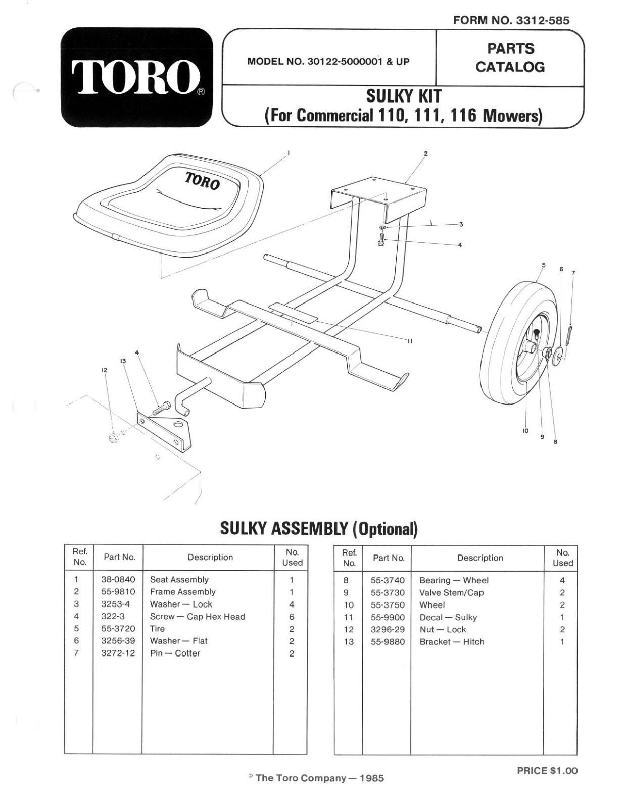 Toro 30122 Parts Catalogue