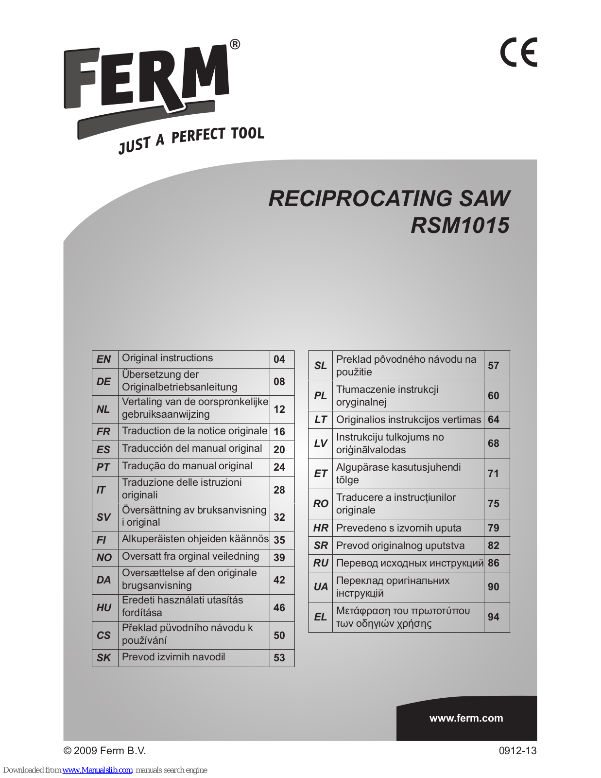 Ferm RSM1015 Original Instructions Manual