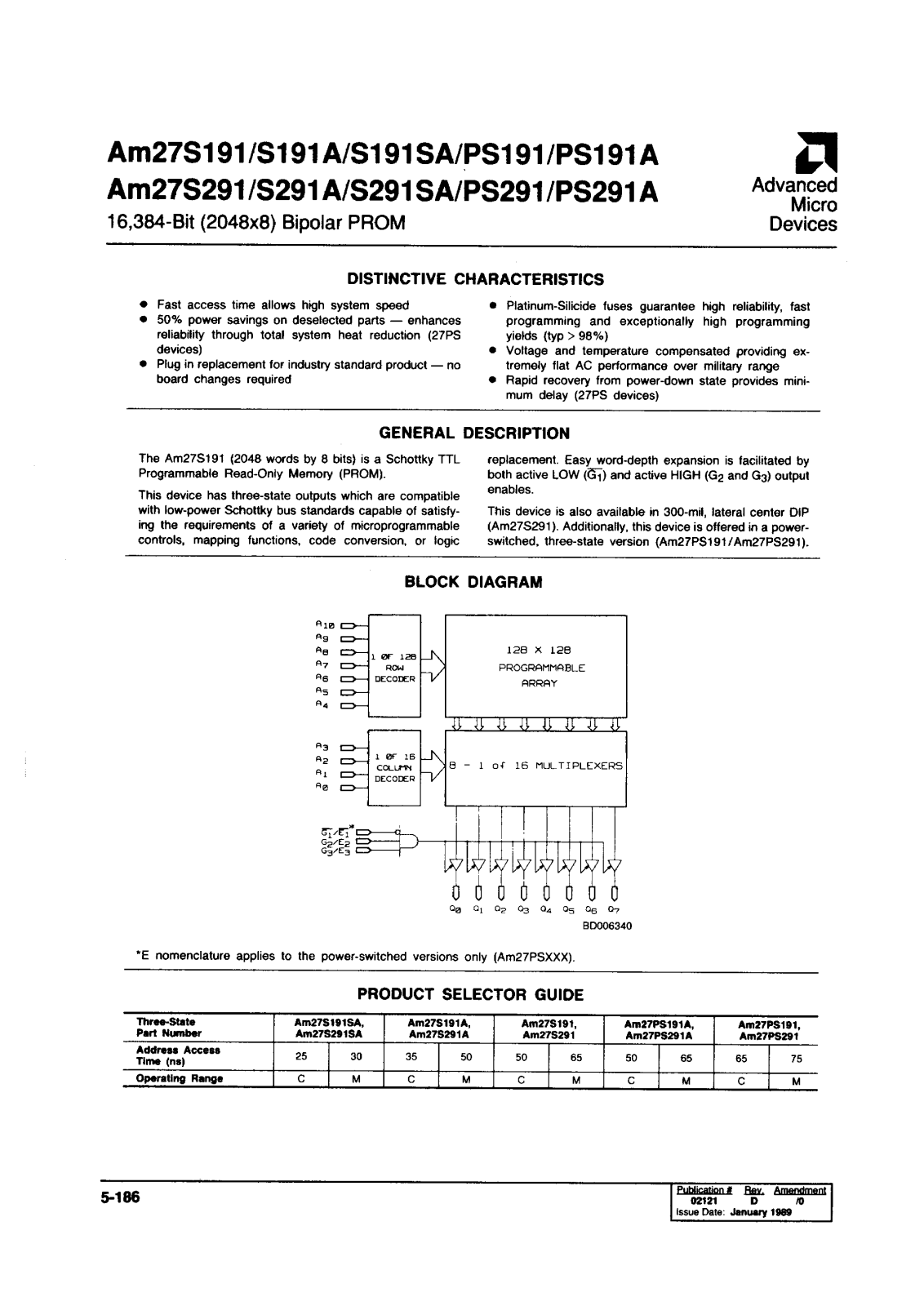 AMD Advanced Micro Devices AM27S191SAPCB, AM27S191SAPC, AM27S191SALCB-S, AM27S191SALCB, AM27S191SALC-S Datasheet