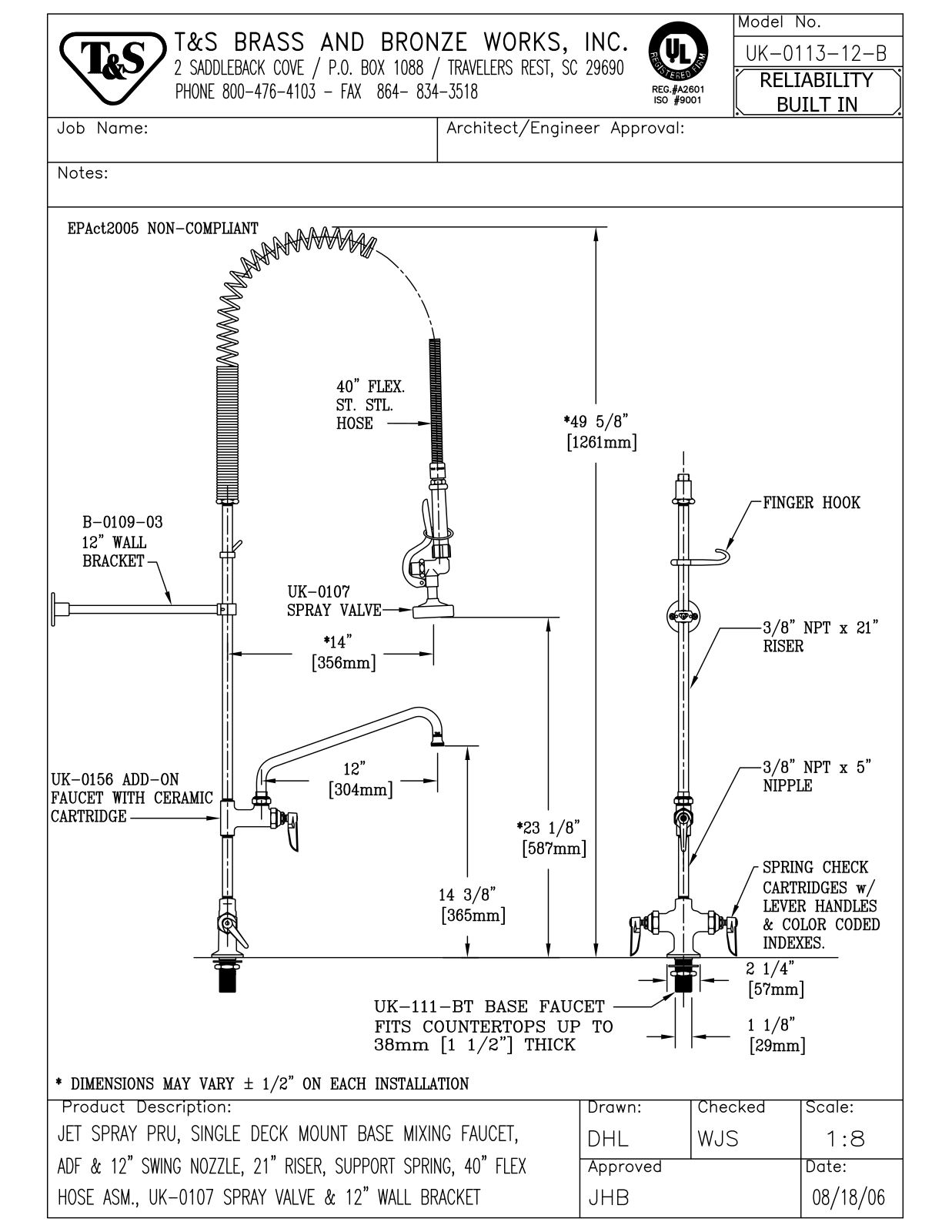 T&S Brass UK-0113-12-B User Manual