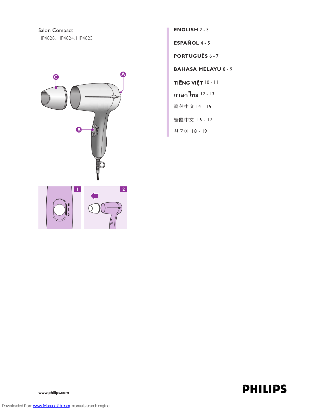 Philips Salon, HP4823, HP4828, HP4824 Compact User Manual