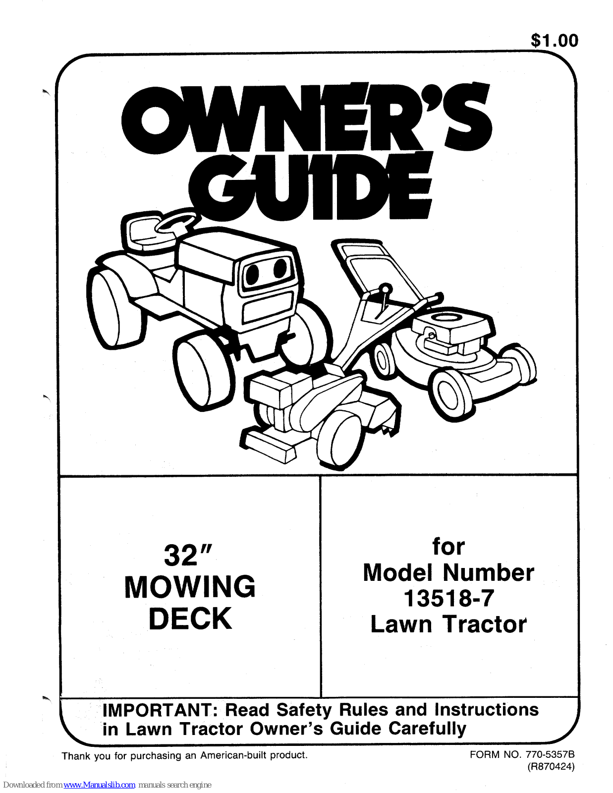 MTD 13518-7, 13518 Owner's Manual