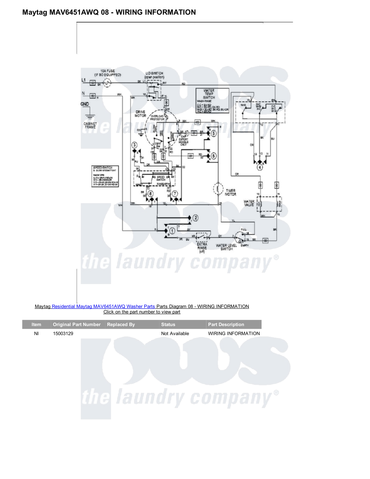 Maytag MAV6451AWQ Parts Diagram