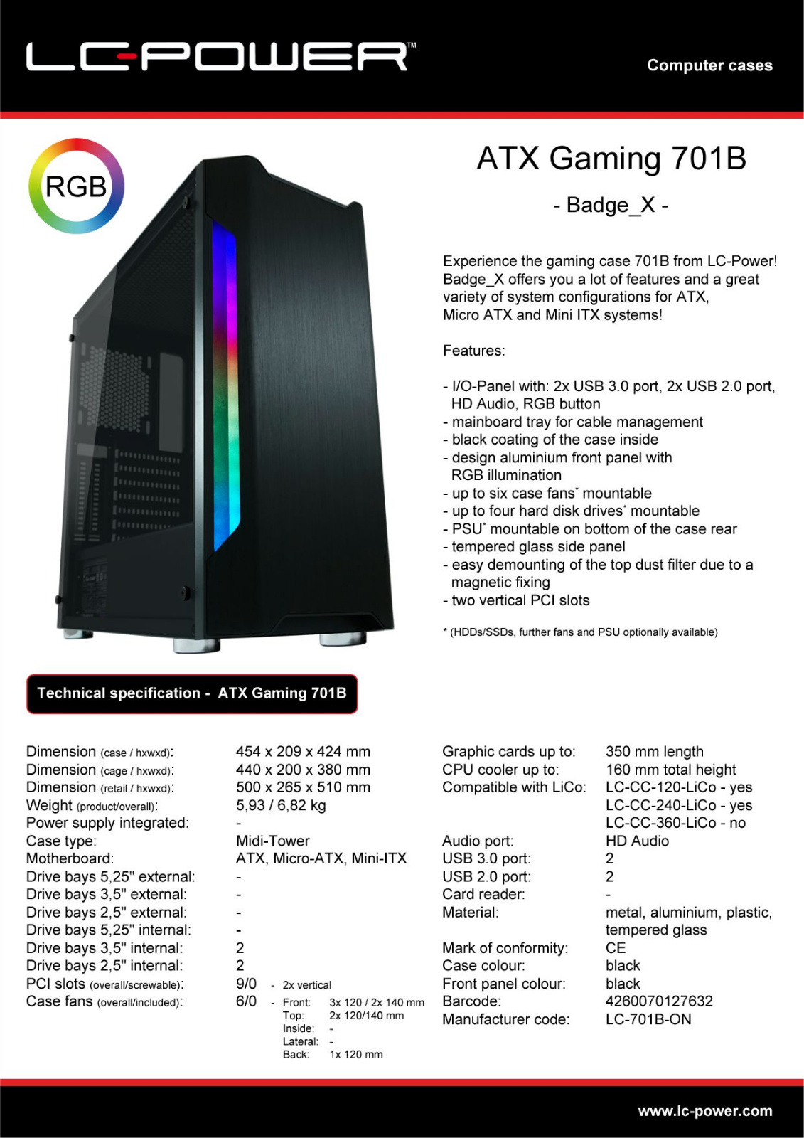 LC-Power LC-701B-ON User Manual