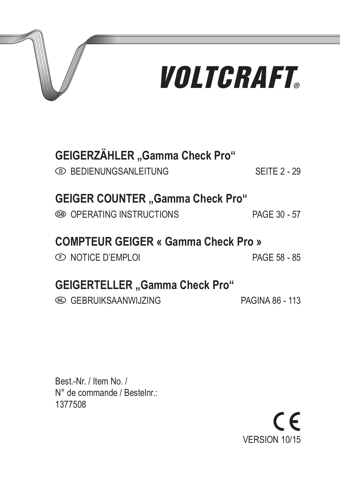 VOLTCRAFT Gamma Check Pro User guide